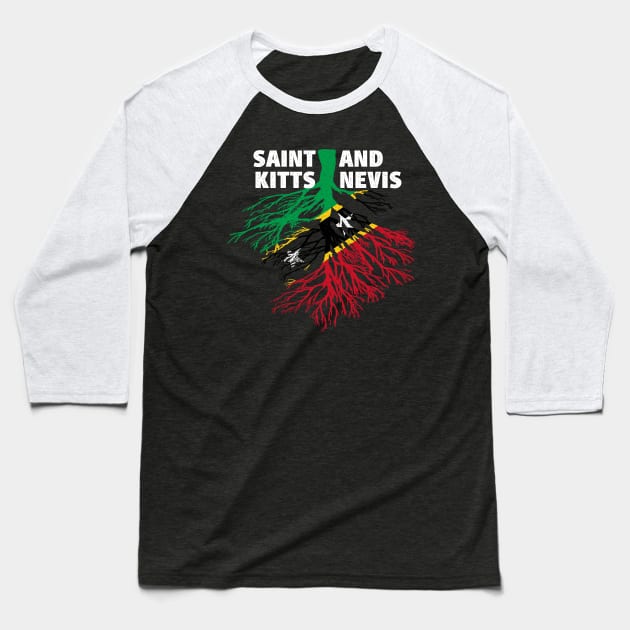 Saint Kitts and Nevis Roots Flag Baseball T-Shirt by BraaiNinja